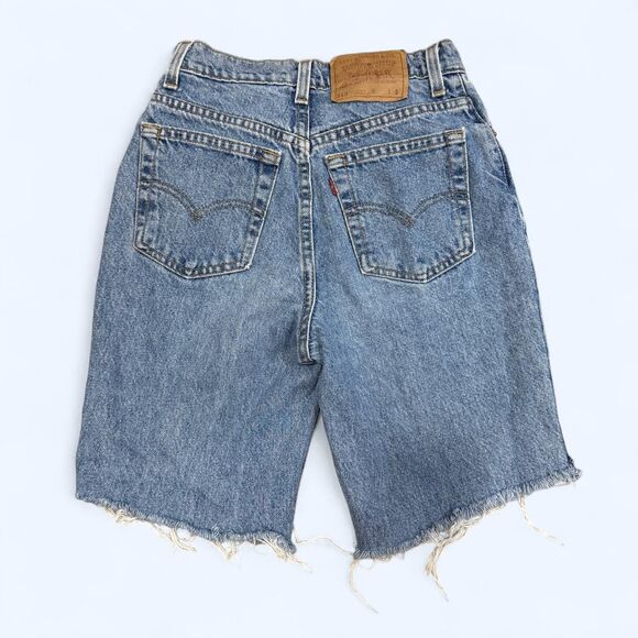 Vintage Levis 512 Cutoff Jean Shorts 5 Short High Rise USA Made Jorts Denim - Picture 2 of 6